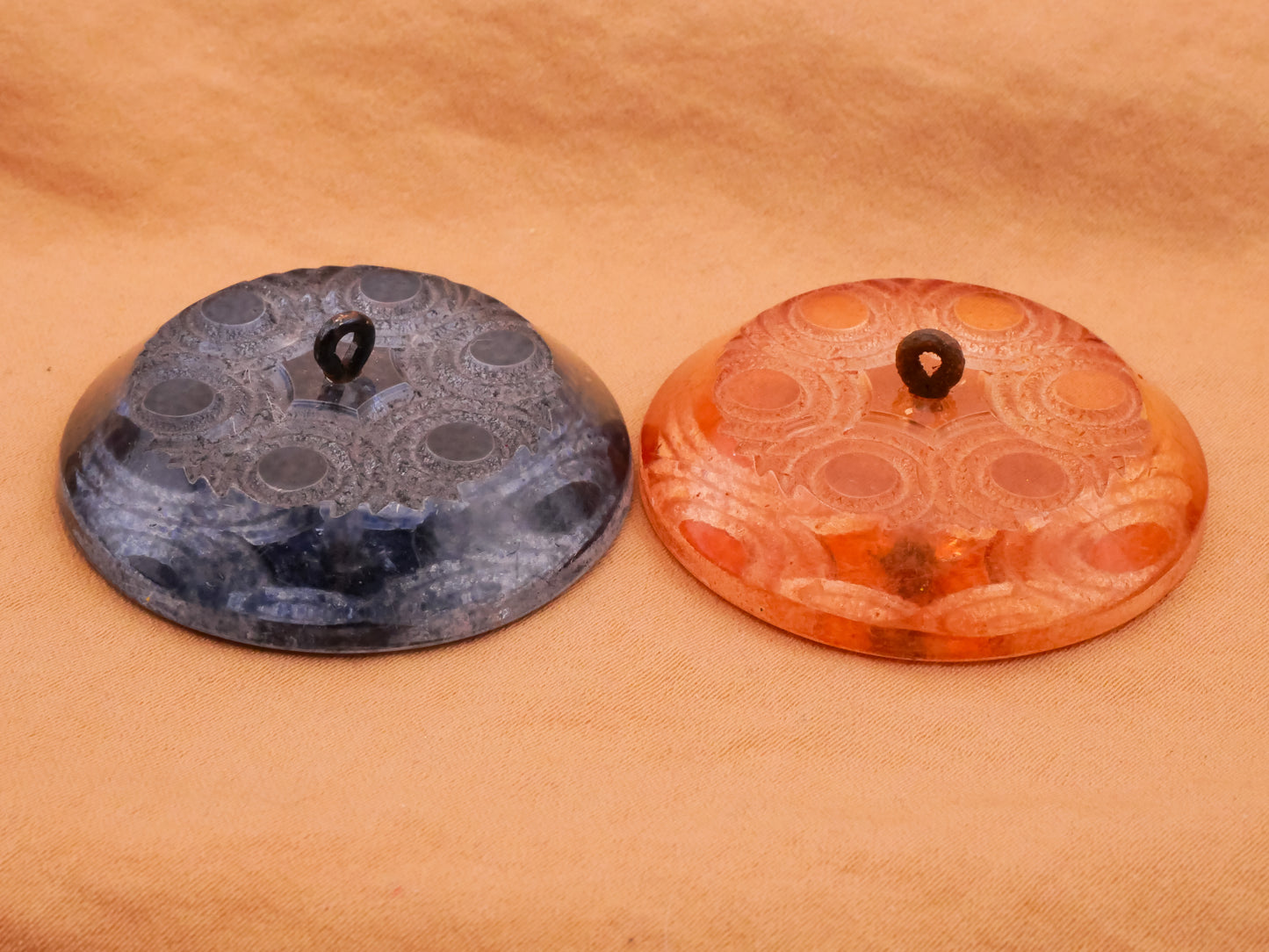 Orbit Lucite Blue or Peach Early Plastic Large Button Various 37mm