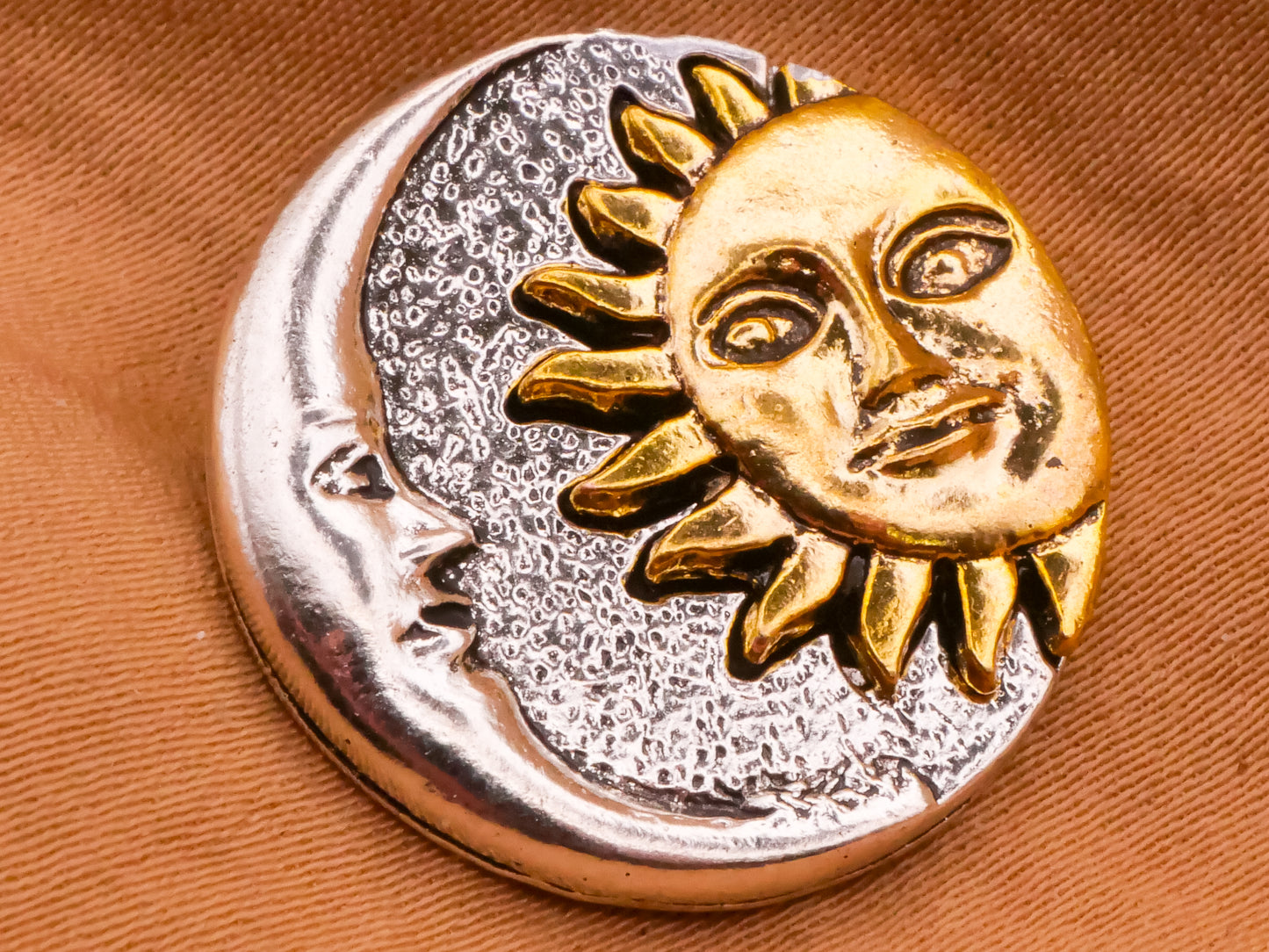Celestial Moon Sun Star Two-Tone Metal Pair of Buttons 22mm