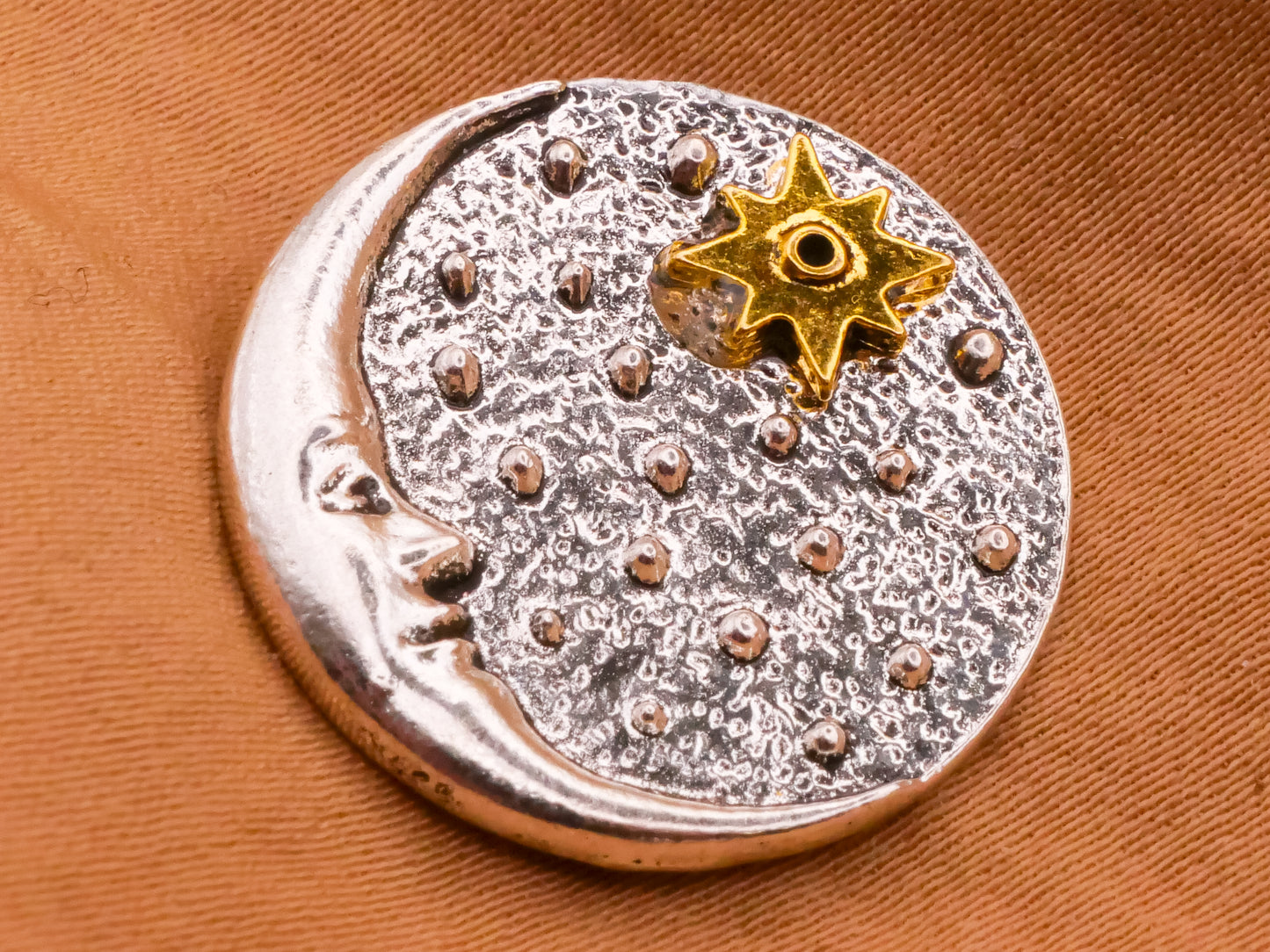 Celestial Moon Sun Star Two-Tone Metal Pair of Buttons 22mm