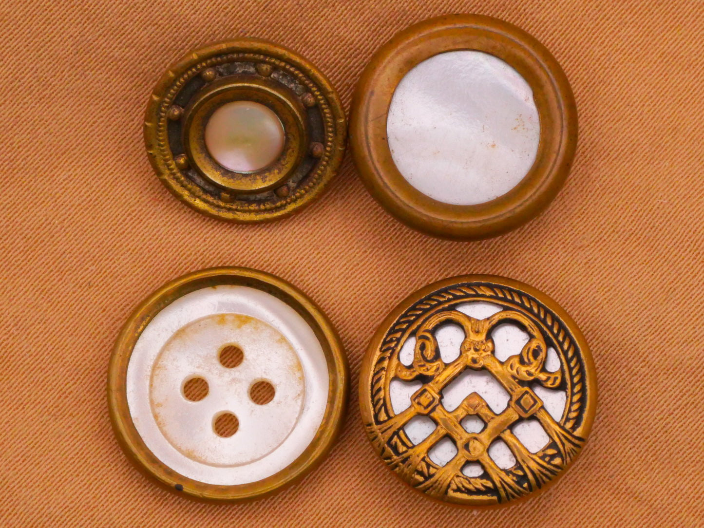 Mother of Pearl Shell Brass Metal Setting Button Various 13-15mm