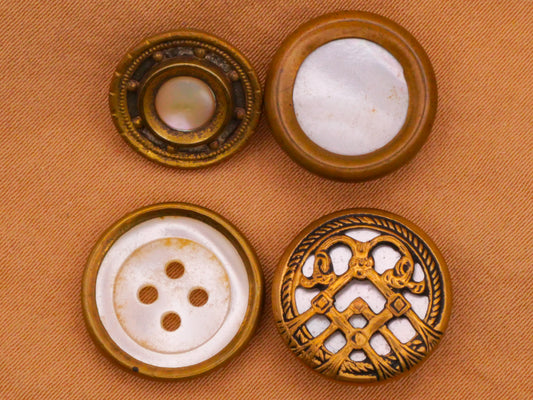 Mother of Pearl Shell Brass Metal Setting Button Various 13-15mm