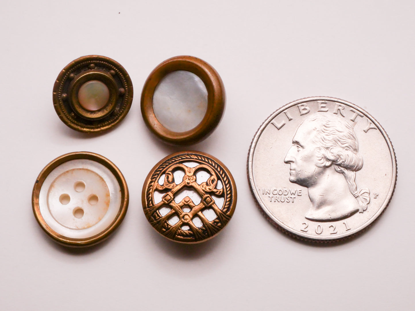 Mother of Pearl Shell Brass Metal Setting Button Various 13-15mm