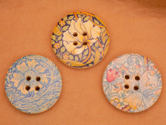 Art Nouveau Flower Floral Pattern Wood Button Various 29mm