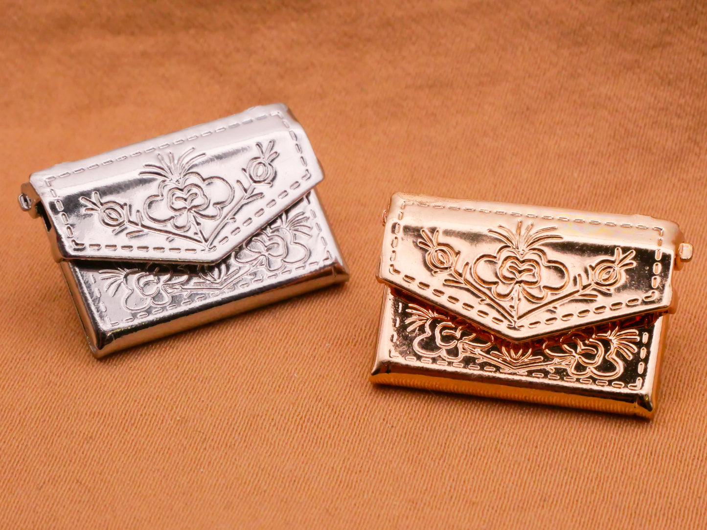 Envelope Letter Flower Design Moveable Metal Button Various 14x22mm