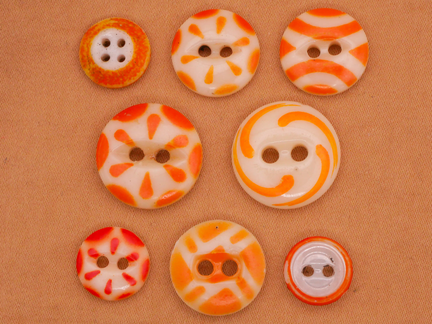 Orange China Antique Glass Button Various 11-17mm