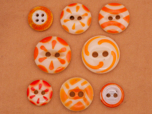 Orange China Antique Glass Button Various 11-17mm