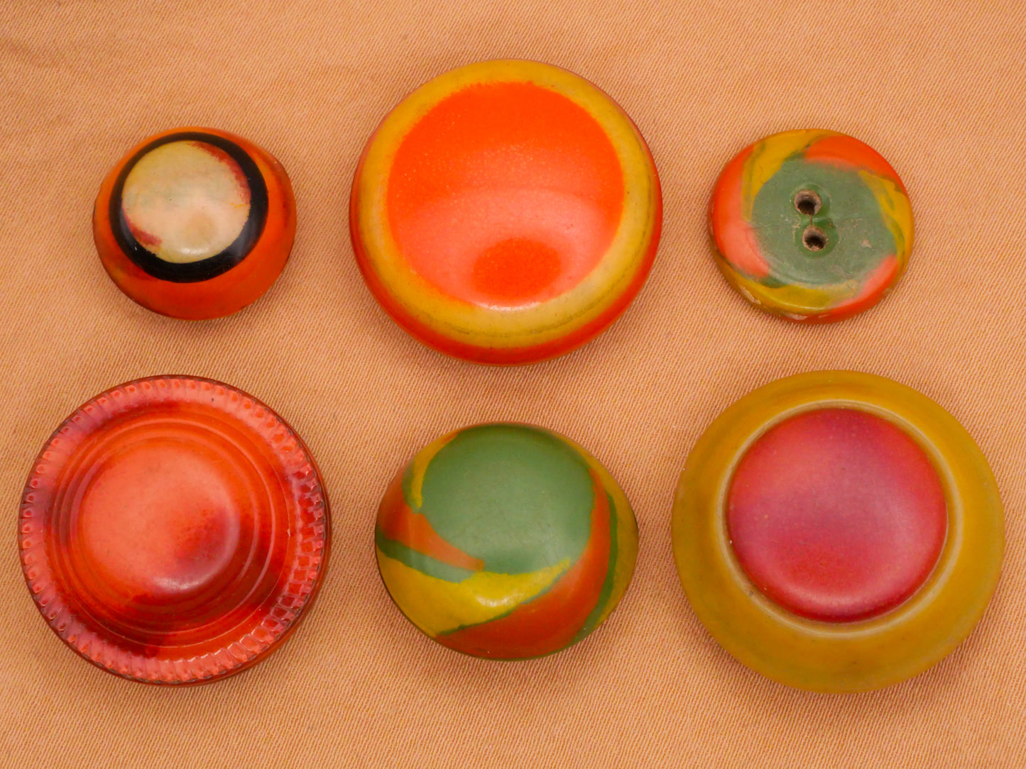 Orange Celluloid Early Plastic Button Various 16-24mm