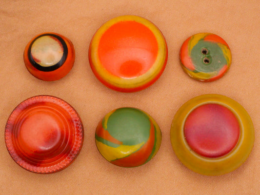 Orange Celluloid Early Plastic Button Various 16-24mm