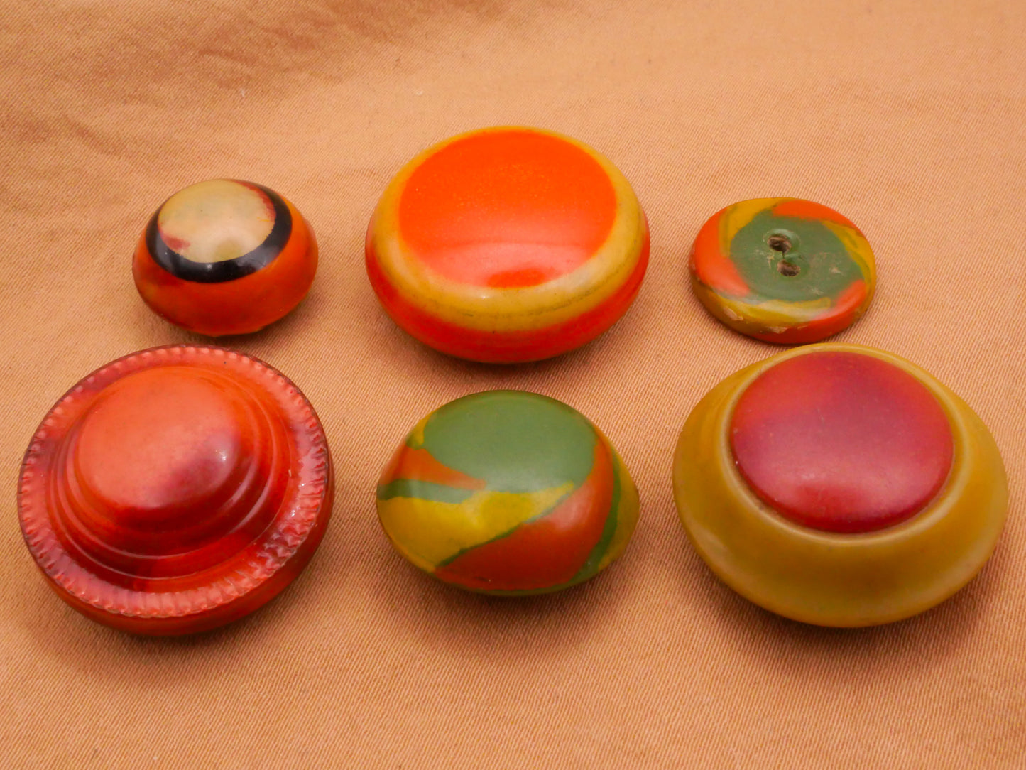 Orange Celluloid Early Plastic Button Various 16-24mm