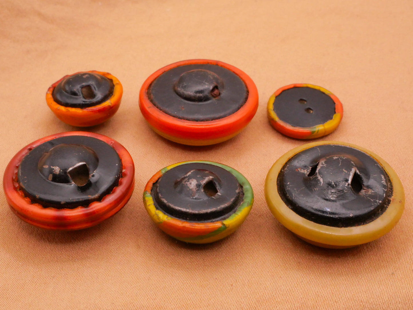 Orange Celluloid Early Plastic Button Various 16-24mm