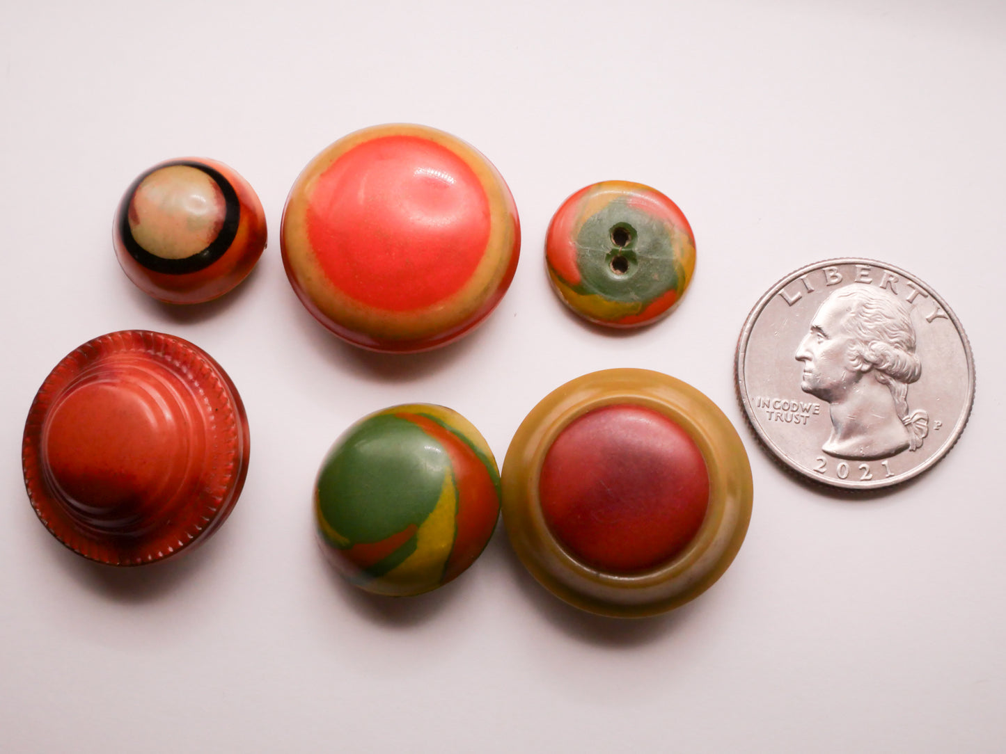 Orange Celluloid Early Plastic Button Various 16-24mm