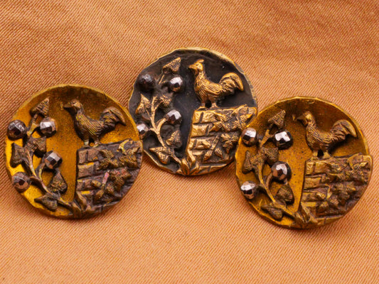 Rooster Roof House Barn Steel-Cut Metal Button Various 16mm