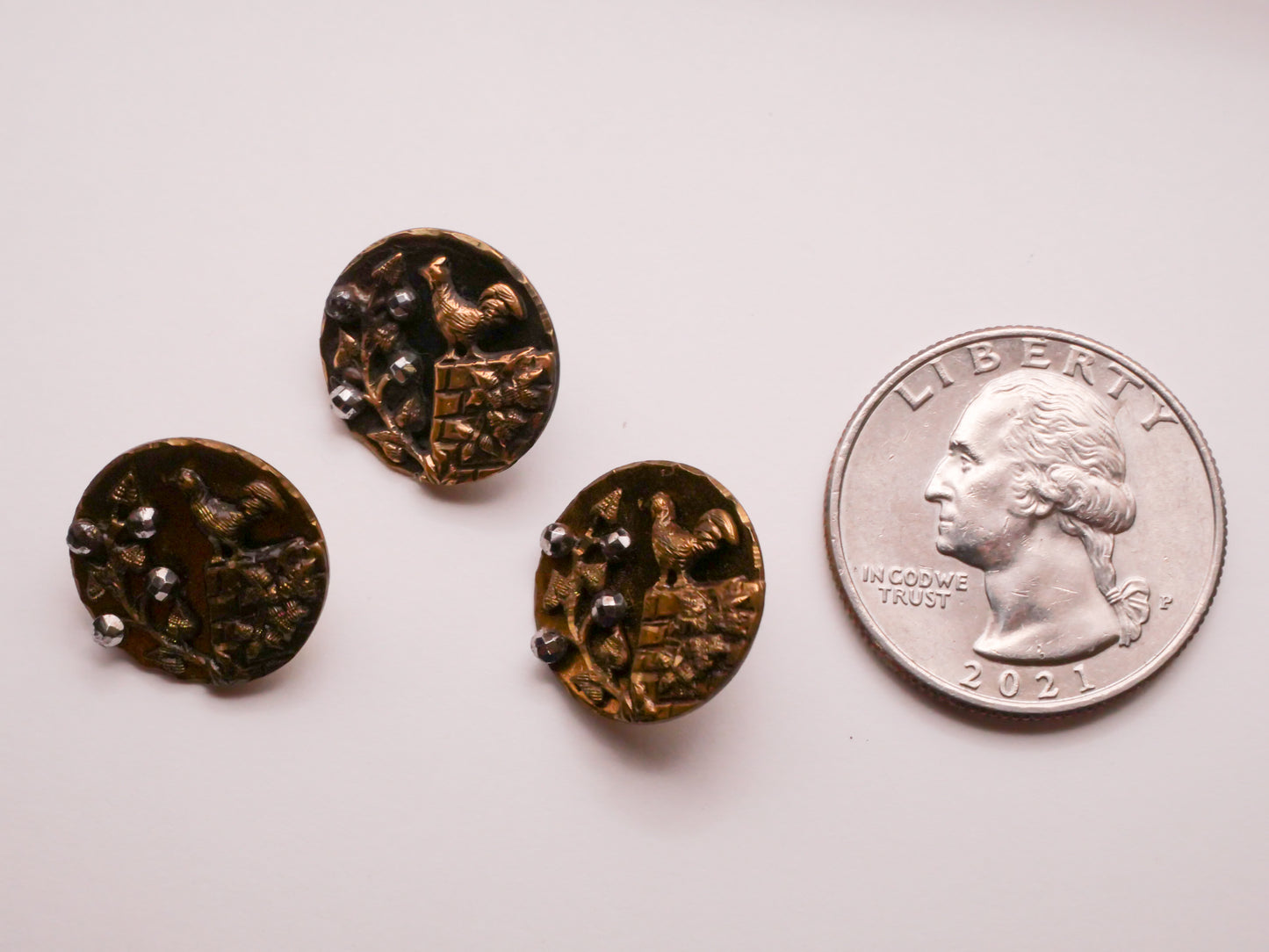 Rooster Roof House Barn Steel-Cut Metal Button Various 16mm