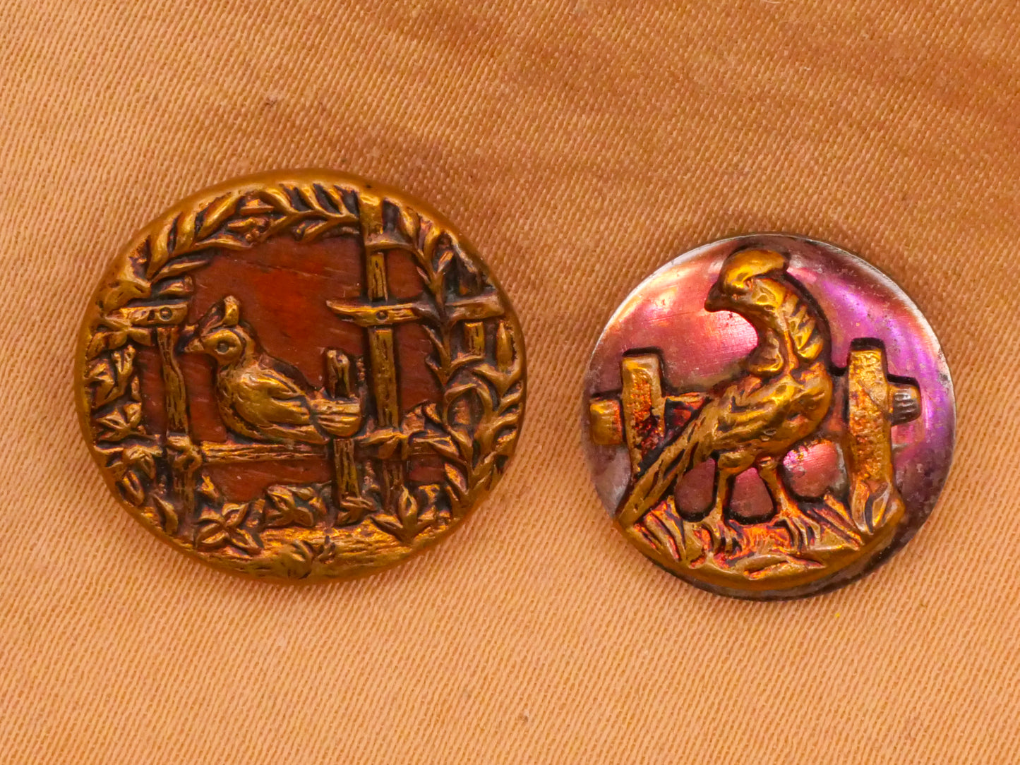 Bird Fence Design Victorian Metal Button Various 14-17mm