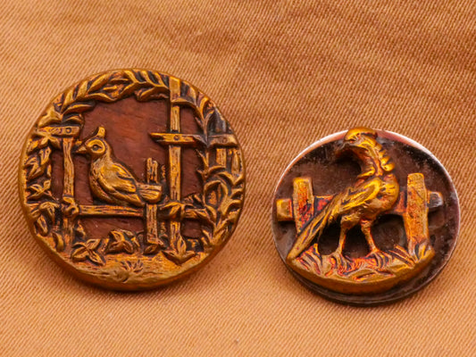 Bird Fence Design Victorian Metal Button Various 14-17mm