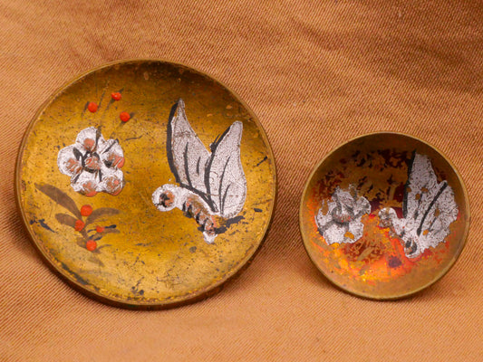 Butterfly Flower Hand-Painted Brass Cup Metal Button Various 17-27mm