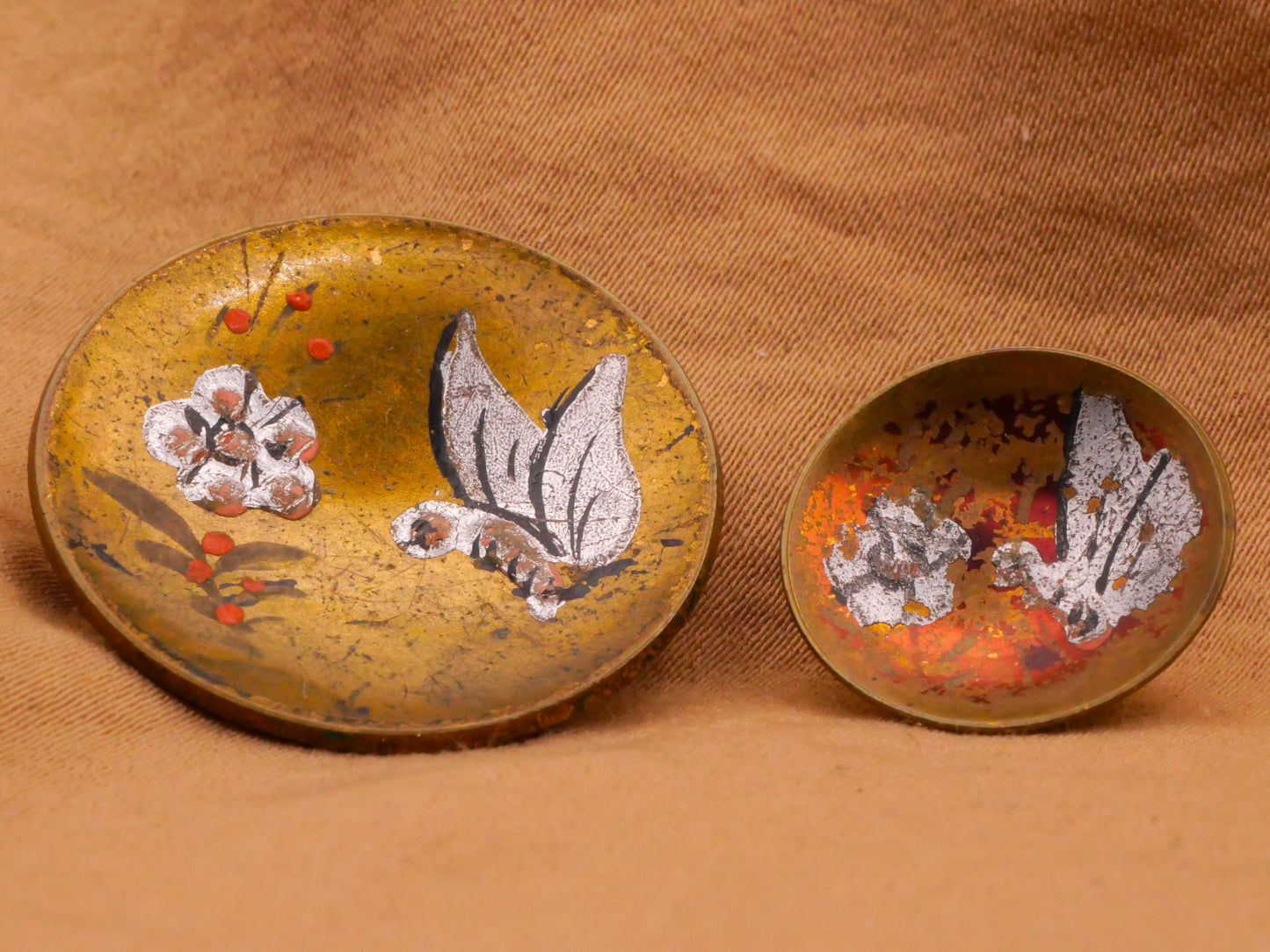 Butterfly Flower Hand-Painted Brass Cup Metal Button Various 17-27mm