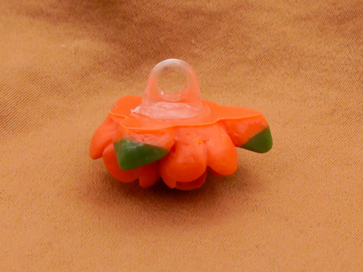 Flower Trio Coral Orange Plastic Button 19x20mm