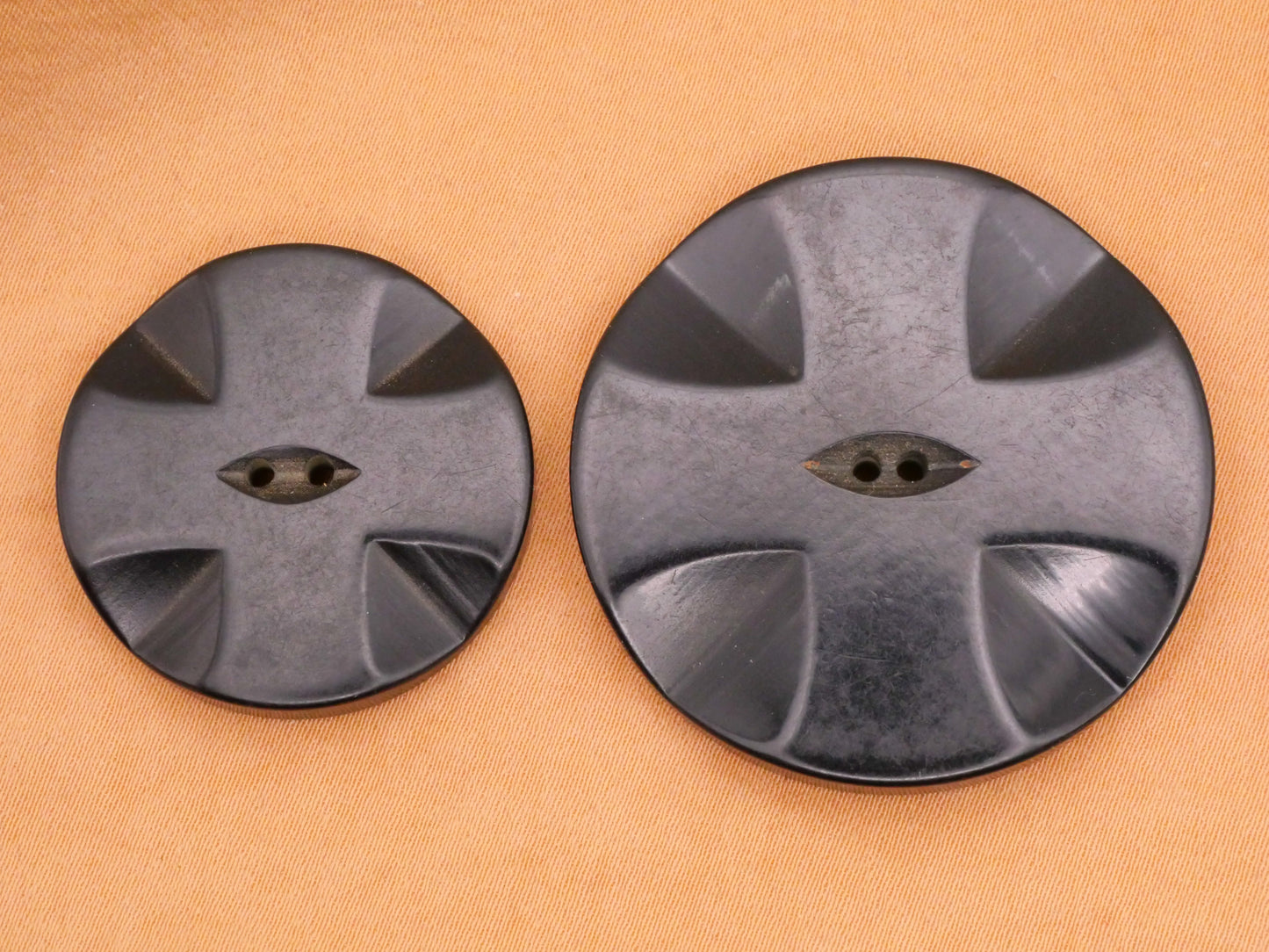 Cross Black Vintage Early Plastic Button Various 28-37mm
