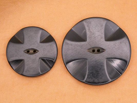 Cross Black Vintage Early Plastic Button Various 28-37mm