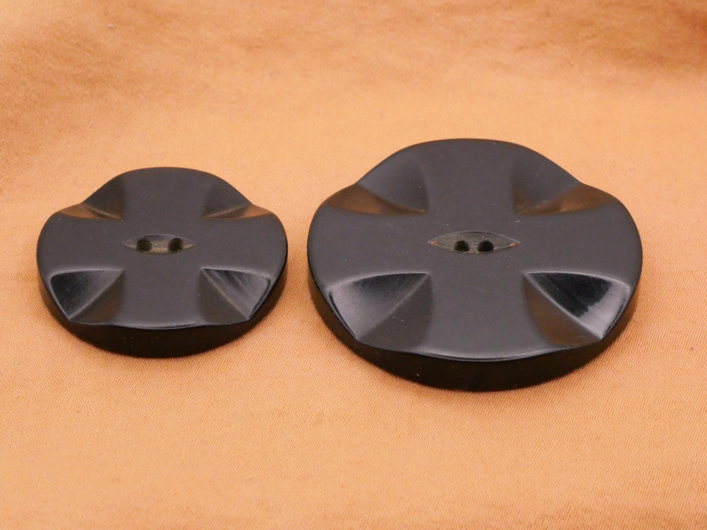 Cross Black Vintage Early Plastic Button Various 28-37mm