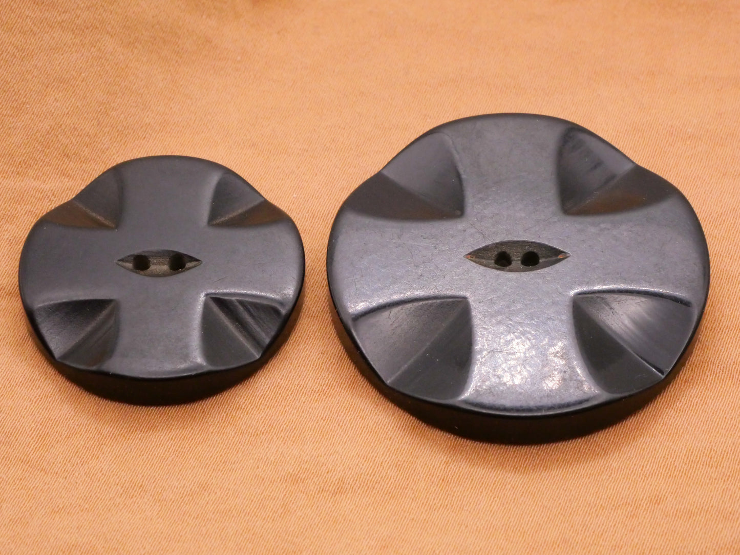 Cross Black Vintage Early Plastic Button Various 28-37mm