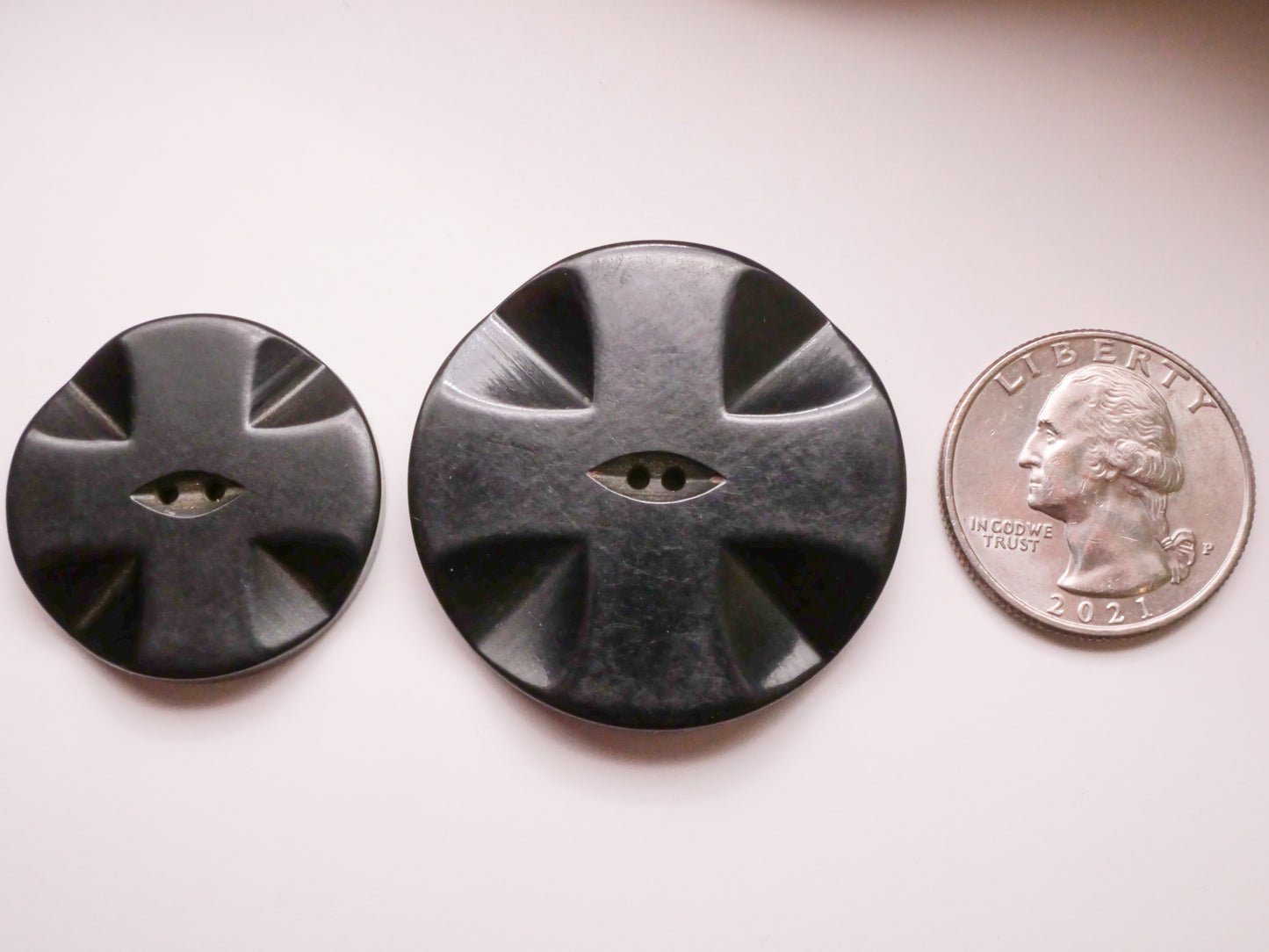 Cross Black Vintage Early Plastic Button Various 28-37mm