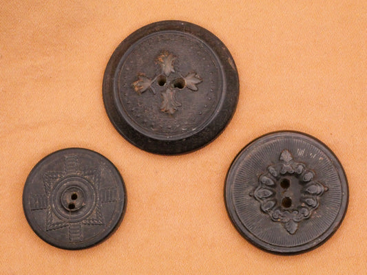 Composition Black Early Plastic Old World Look Button Various 20-27mm