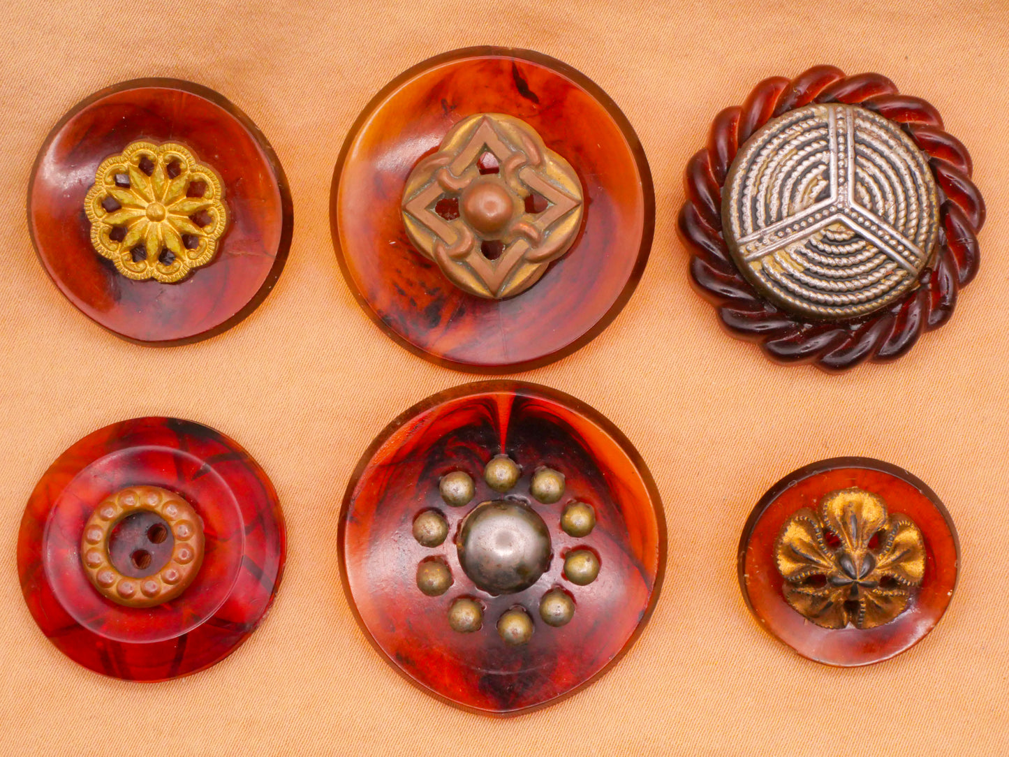 Tortoiseshell Look Metal Center Early Plastic Button Various 22-34mm