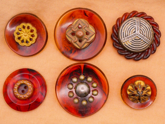 Tortoiseshell Look Metal Center Early Plastic Button Various 22-34mm