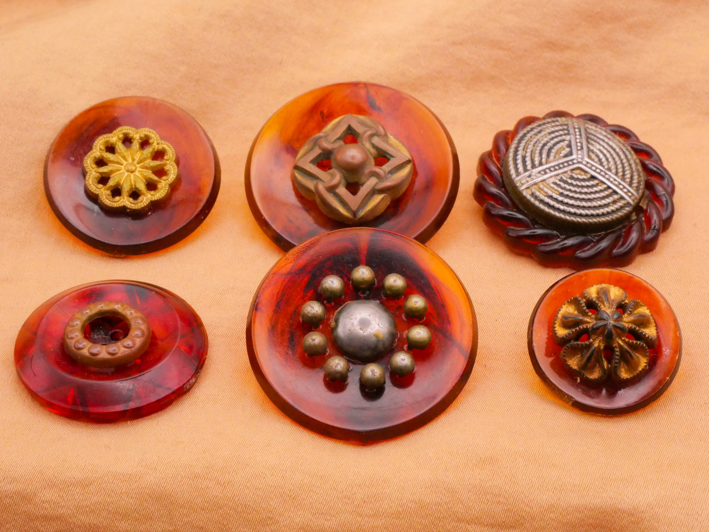 Tortoiseshell Look Metal Center Early Plastic Button Various 22-34mm