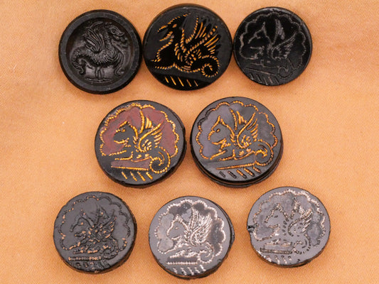 Dragon Mythological Black Glass Button Various 17-19mm