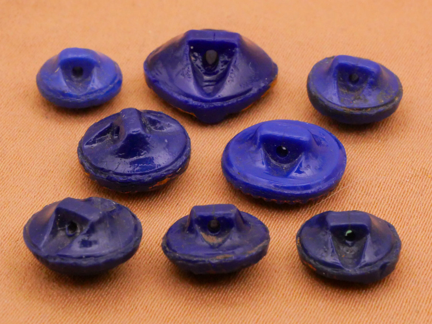Blue Vibrant Rich Vintage Glass Button Various 9-13mm