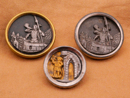 Horn or Trumpet Medieval People Scene Metal Button Various 15-18mm