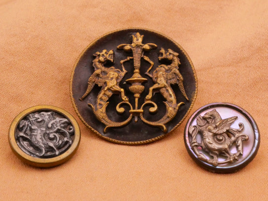 Dragon Mythological Victorian Metal Button Various 15-28mm