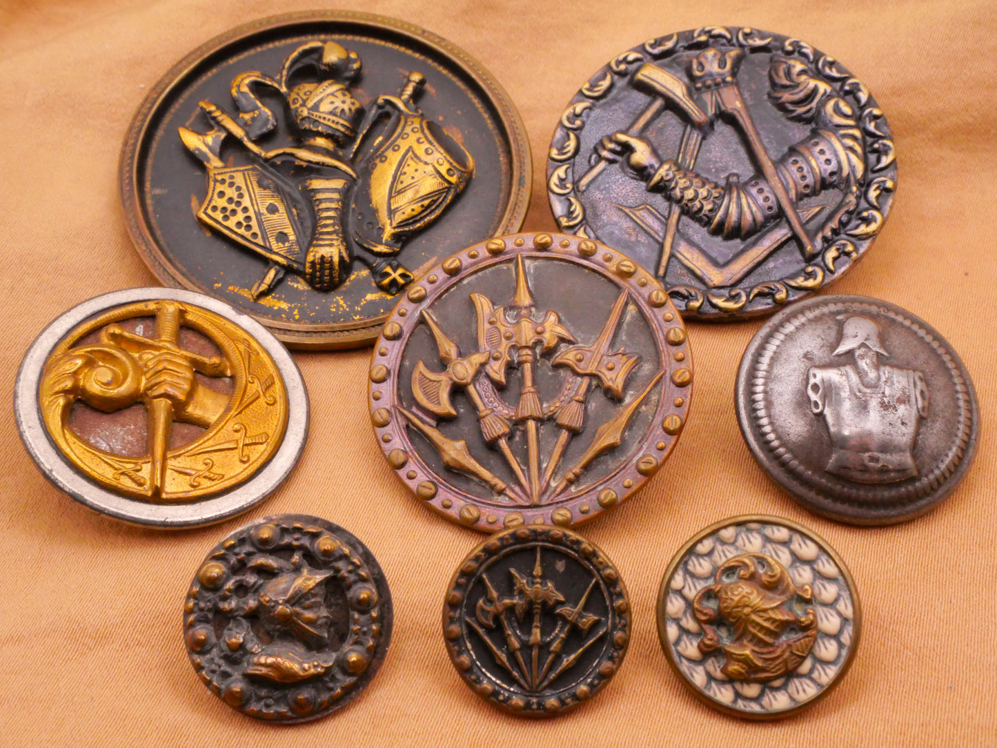 Weapons Armor Knights Victorian Metal Button Various 16-45mm