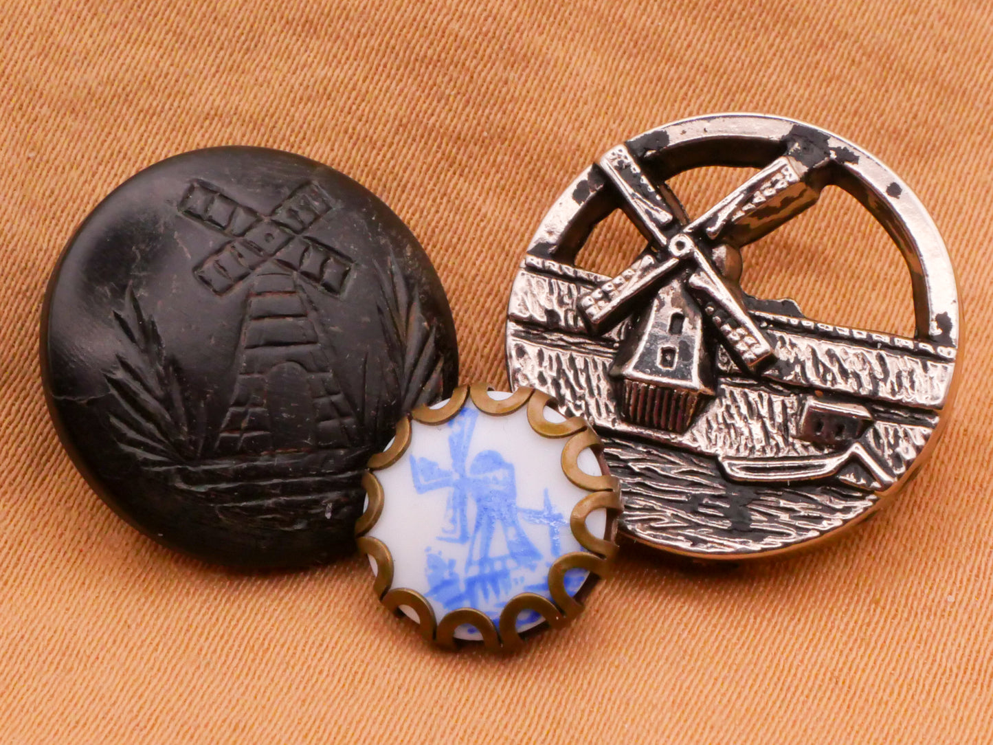 Windmill Landscape Vintage or Antique Button Various 11-18mm