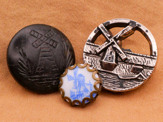 Windmill Landscape Vintage or Antique Button Various 11-18mm
