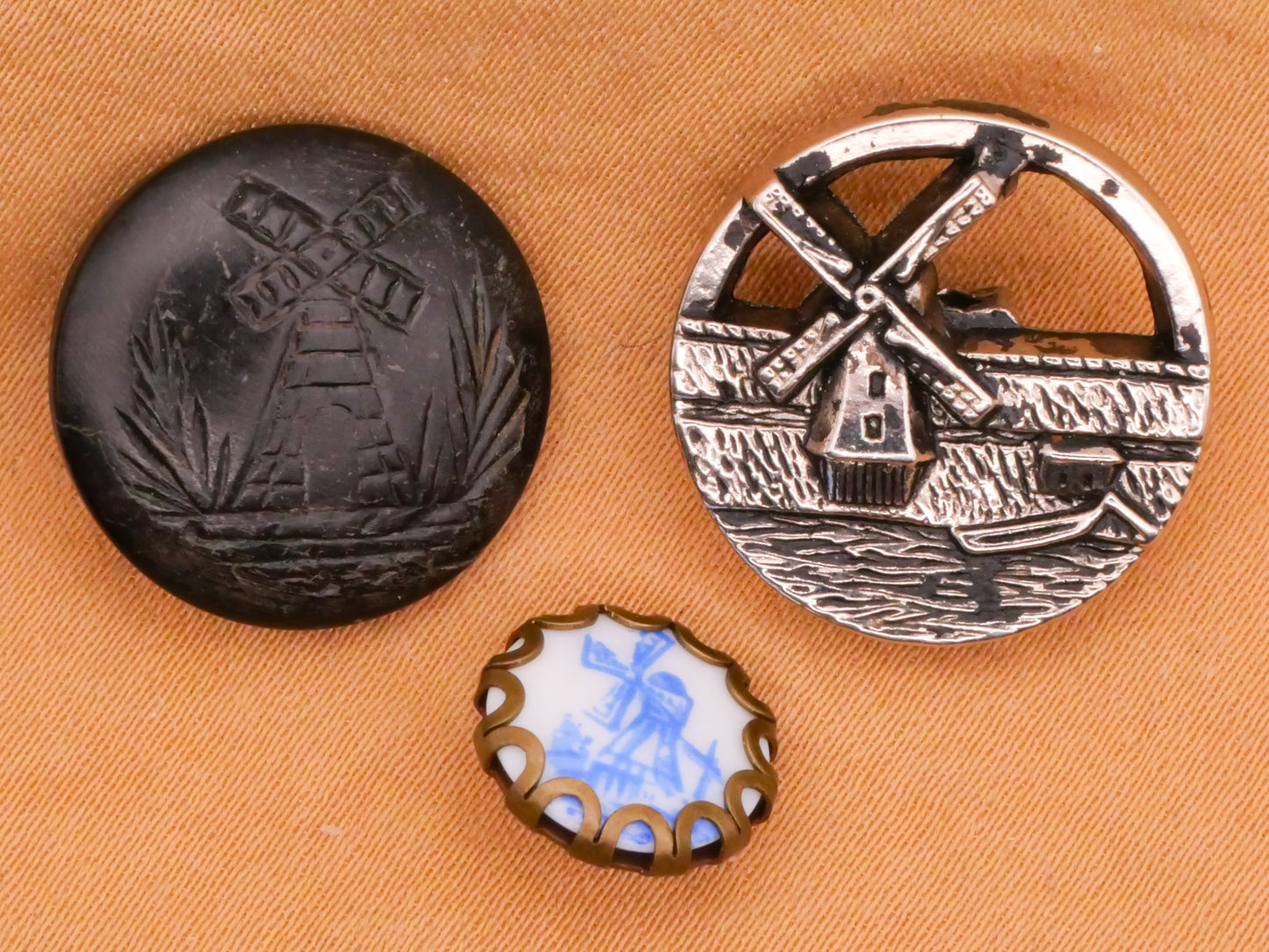 Windmill Landscape Vintage or Antique Button Various 11-18mm