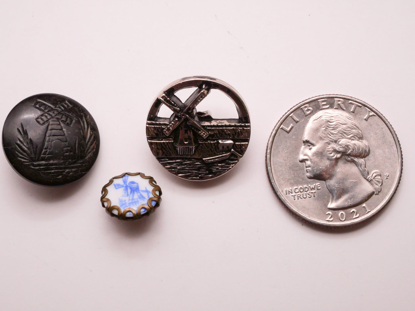 Windmill Landscape Vintage or Antique Button Various 11-18mm