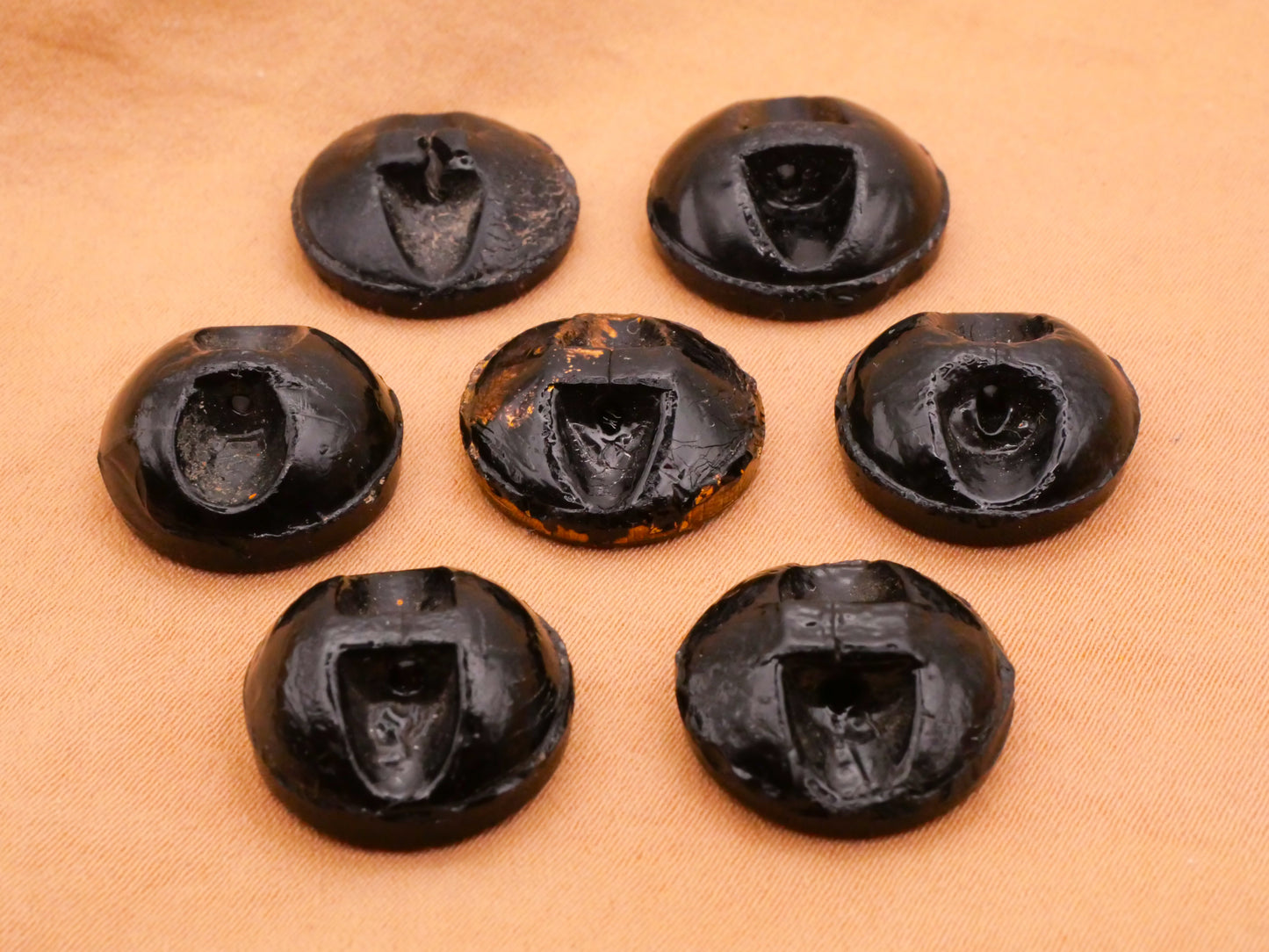 Flower Floral Sprig Gold Black Glass Button Various 15-17mm