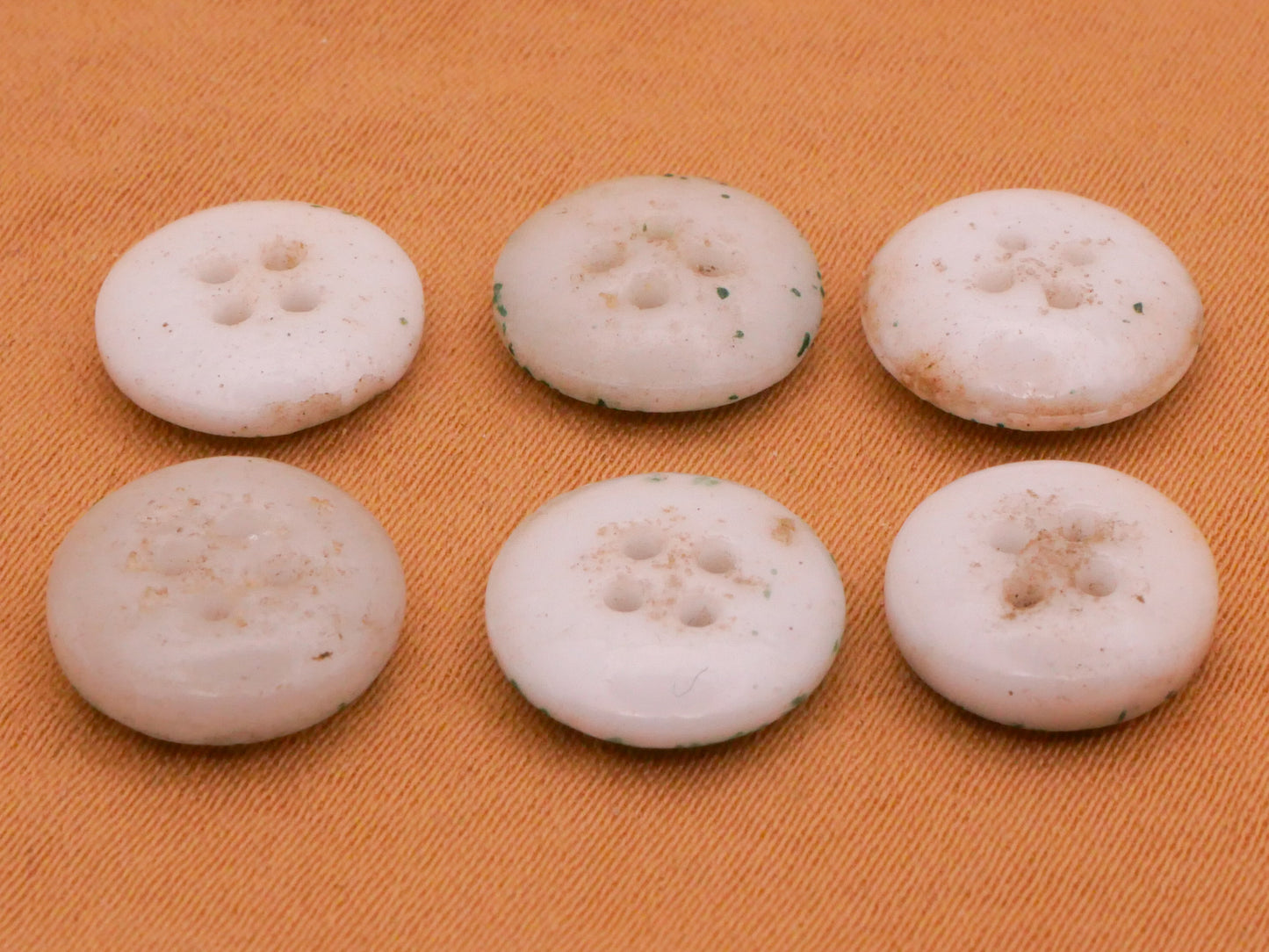 Calico Green and White China Button Various 11mm