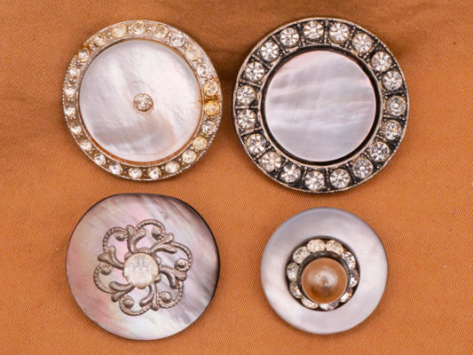 Mother of Pearl Rhinestone Accents Button Various 18-26mm