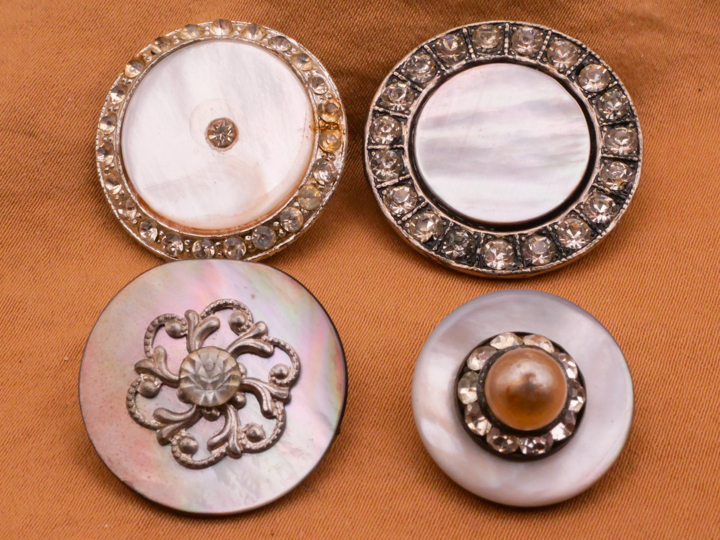 Mother of Pearl Rhinestone Accents Button Various 18-26mm