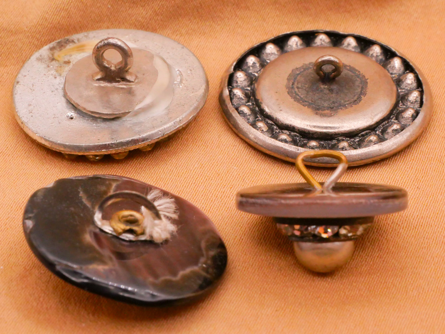 Mother of Pearl Rhinestone Accents Button Various 18-26mm