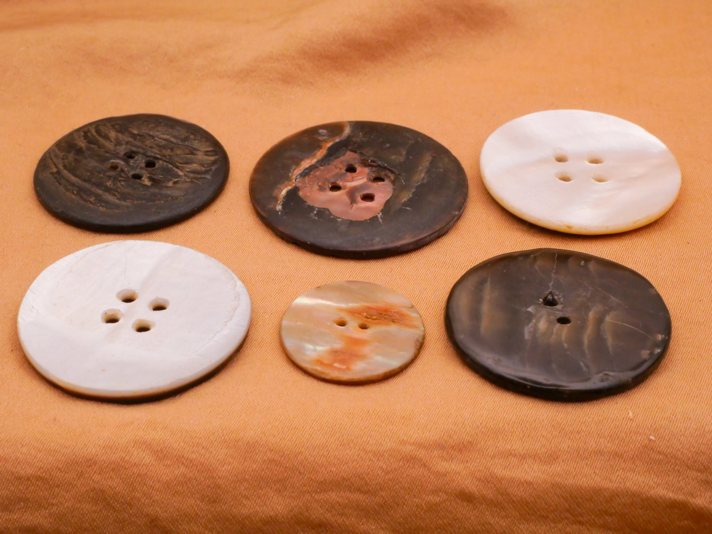 Stripe Design Carved Smoky Mother of Pearl Shell Button Various 18-31mm