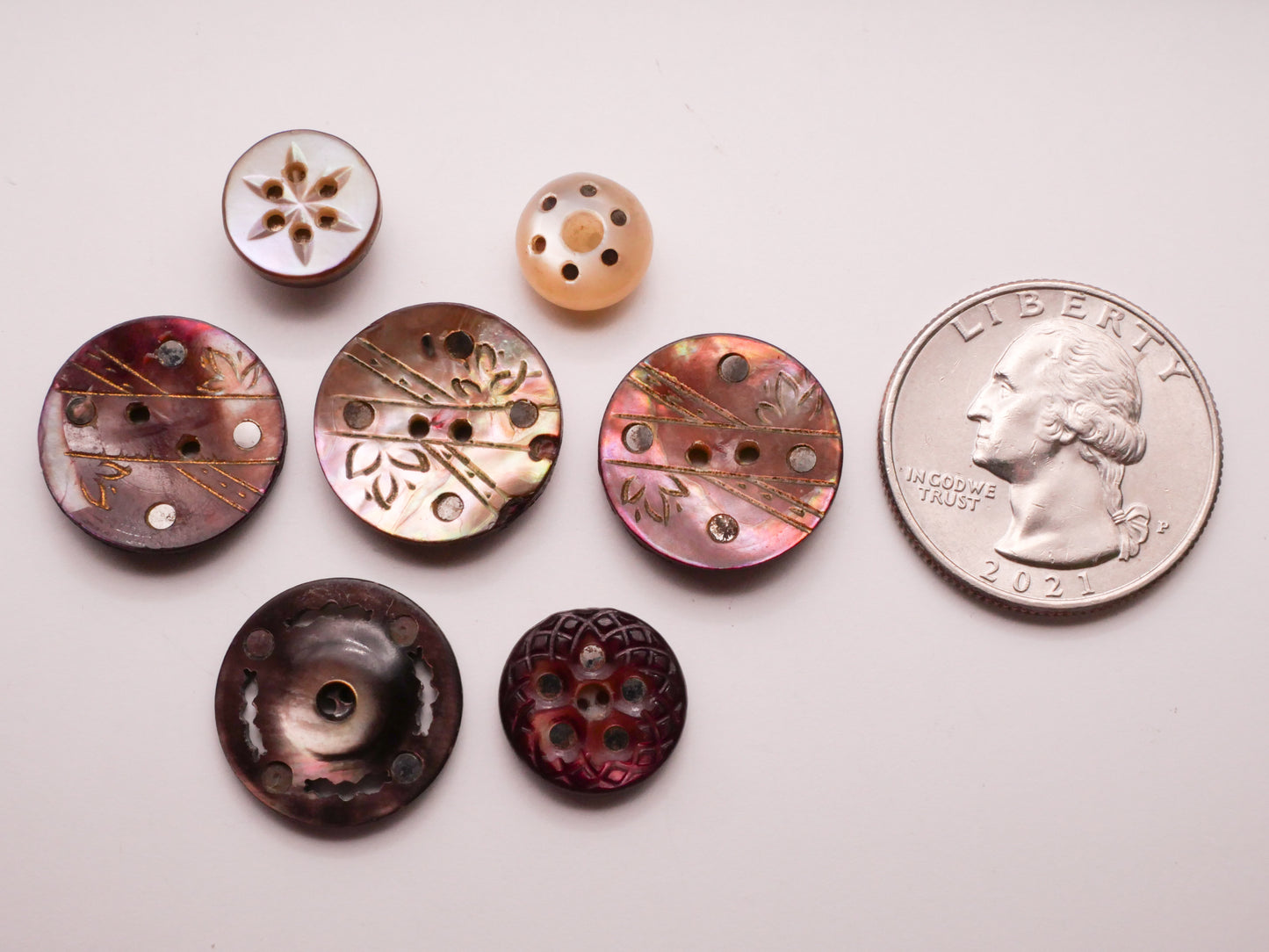 Mirror Inlay Mother of Pearl Shell Antique Button Various 10-17mm