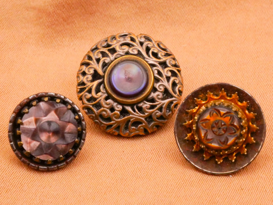 Mother of Pearl Center Metal Antique Button Various 11-16mm