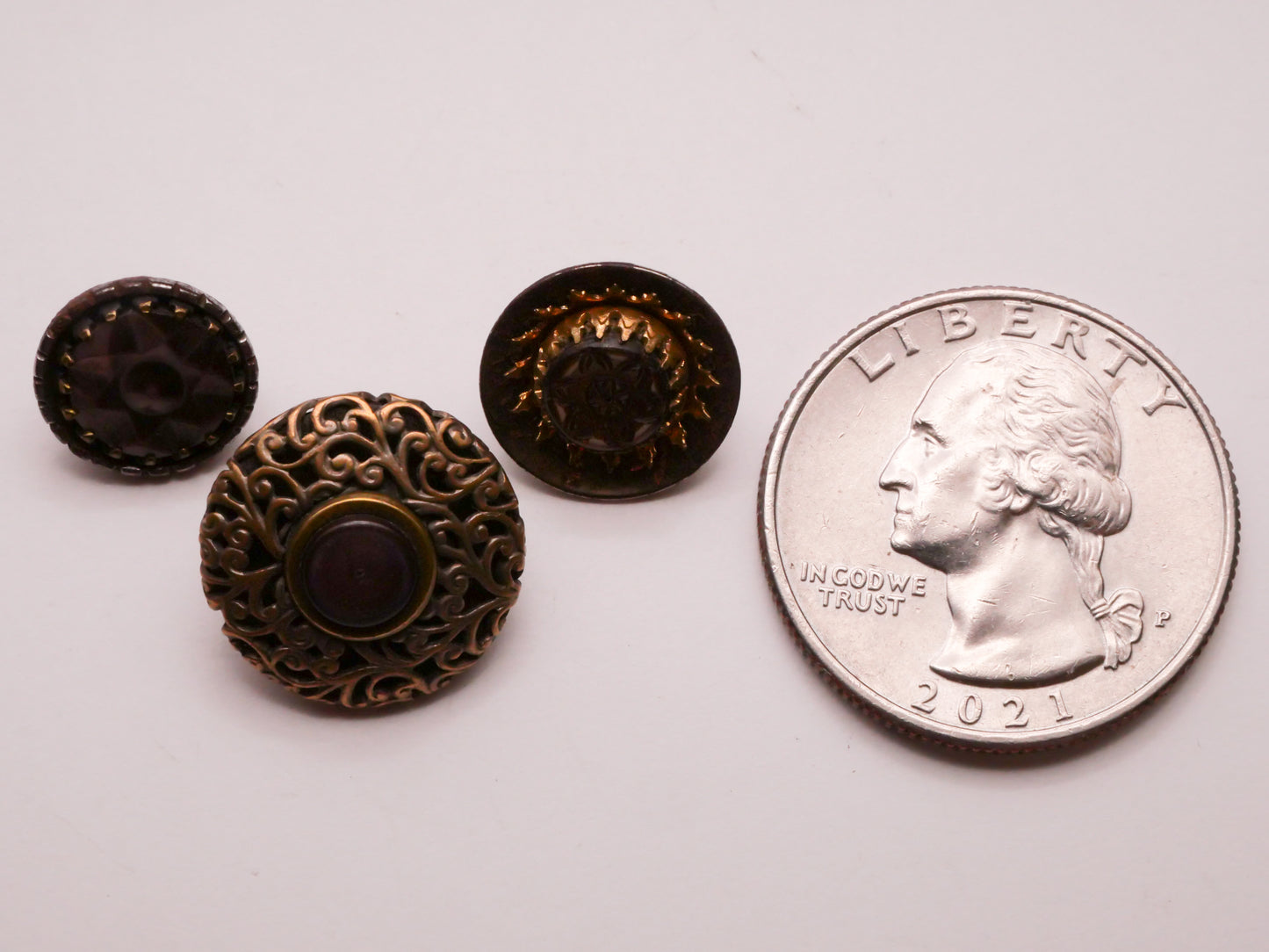 Mother of Pearl Center Metal Antique Button Various 11-16mm