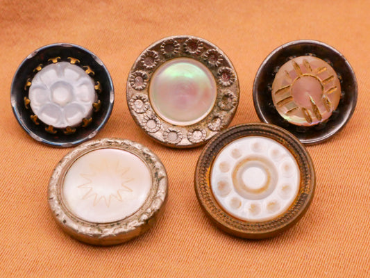 Mother of Pearl Center Metal Victorian Button Various 13-14mm